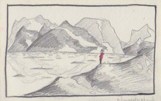 Marie en comtemplation; fjord Angmassalik